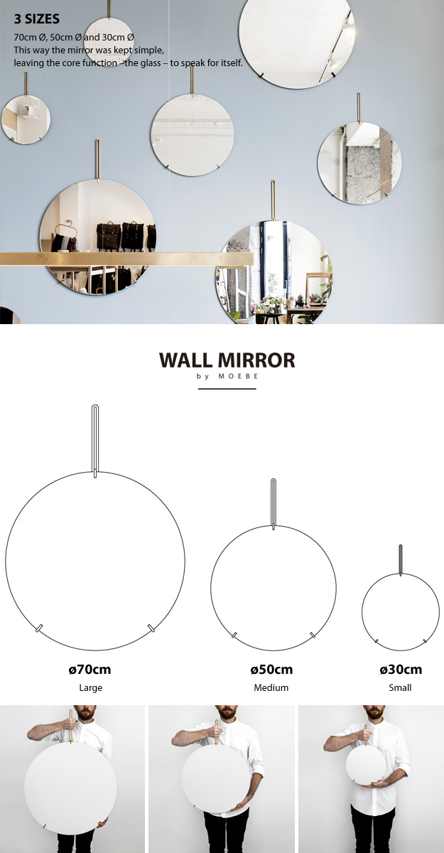 MOEBE ムーベ WALL MIRROR ウォールミラー 壁掛け鏡 Φ30cm カラー：2色